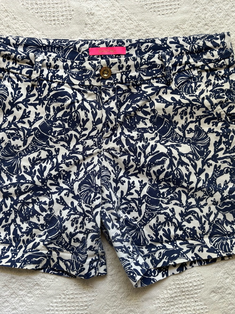 Lilly Pulitzer Navy and White Sea Life Print Shorts